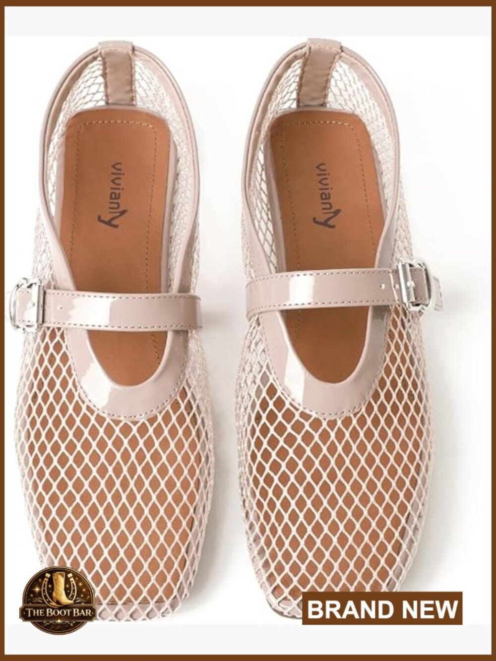 Round Toe Fishnet Mesh Mary Jane Flats with Buckle Strap